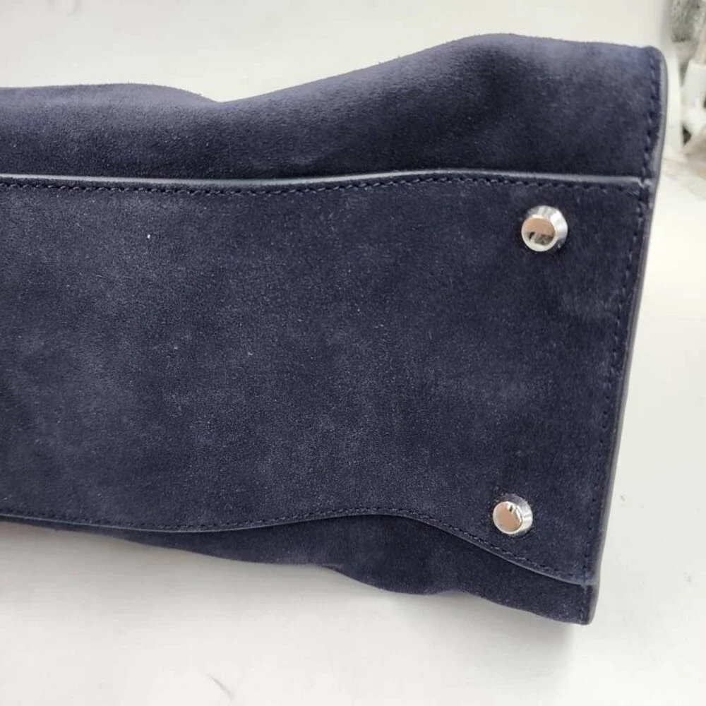 Veronica Beard Dash Suede Belted Handbag Women's Navy Magnetic Closure - Picture 15 of 15